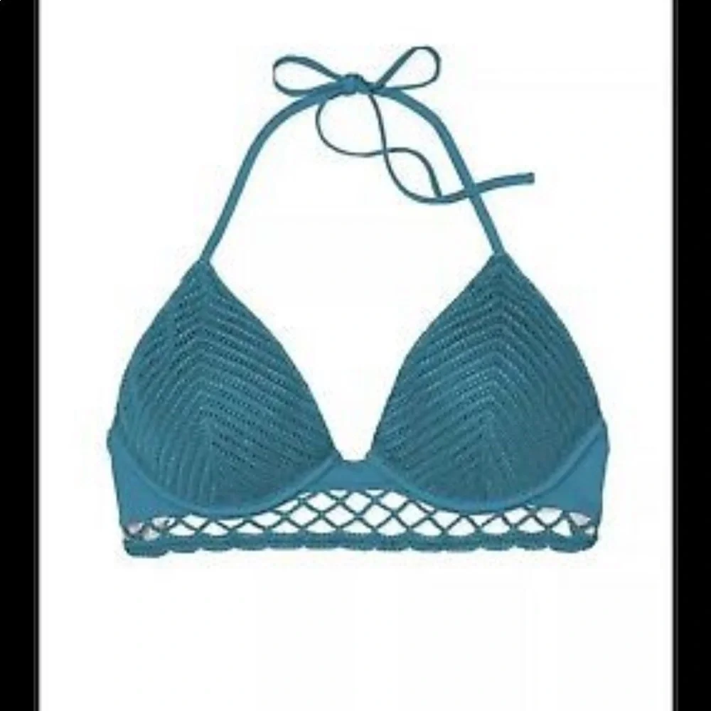 NWT Shade & Shore Women's Crochet Bikini Top OceanBlue